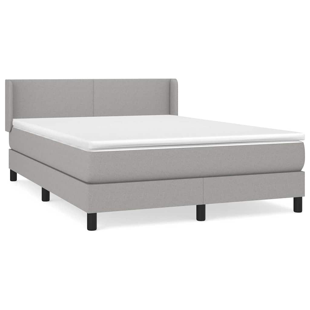 Krevet s oprugama i madracem svjetlosivi 140x190 cm od tkanine