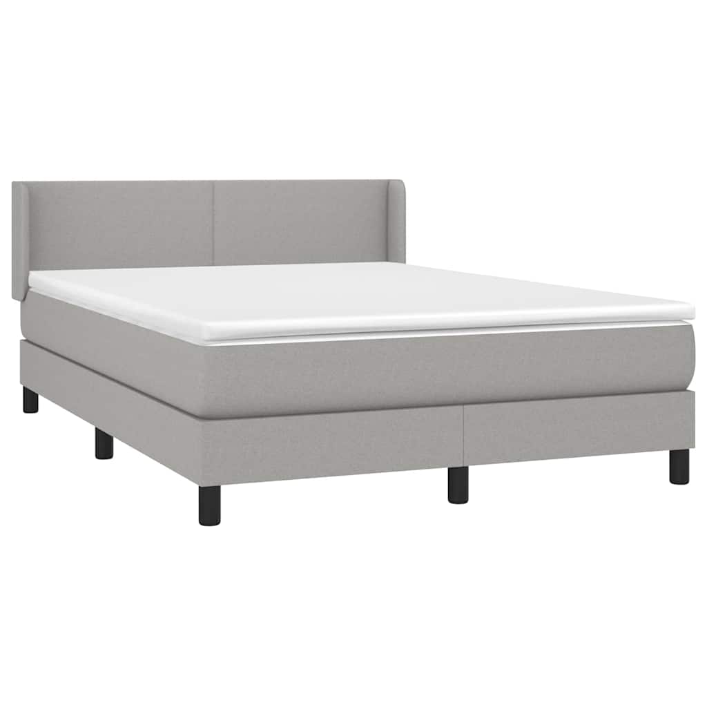 Krevet s oprugama i madracem svjetlosivi 140x190 cm od tkanine