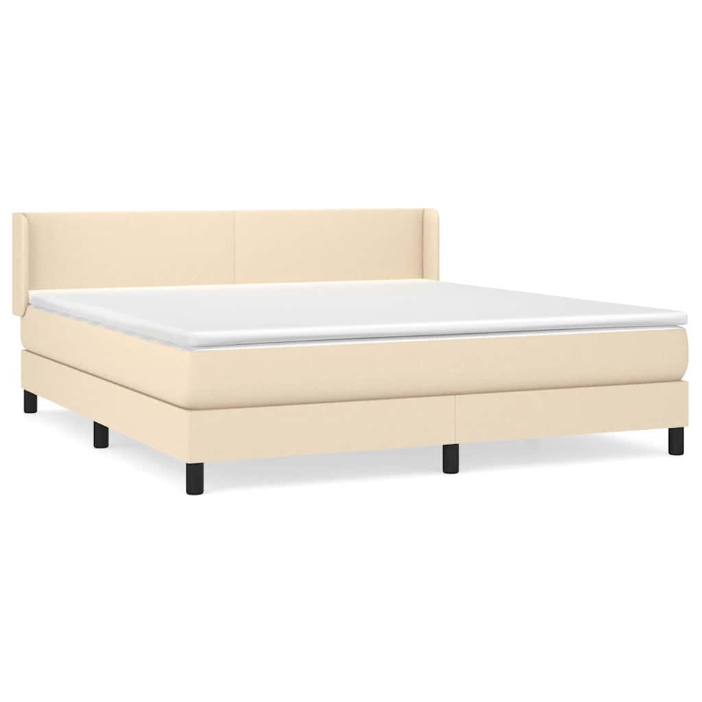Krevet s oprugama i madracem krem 160x200 cm od tkanine