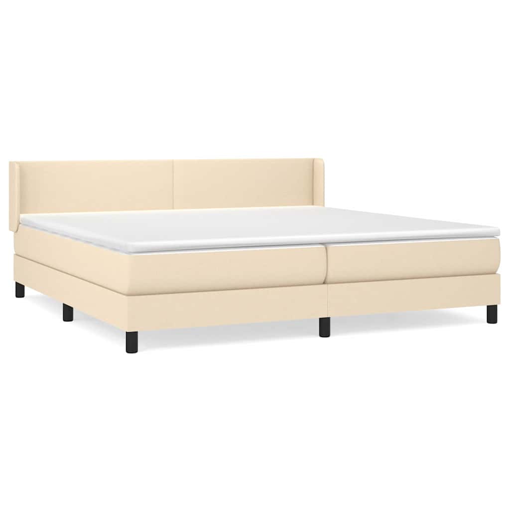 Krevet s oprugama i madracem krem 200 x 200 cm od tkanine