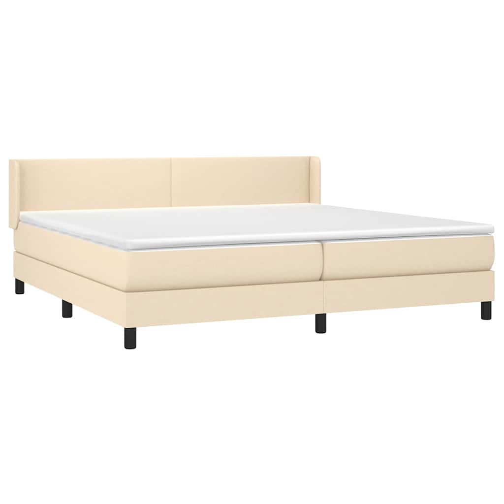 Krevet s oprugama i madracem krem 200 x 200 cm od tkanine