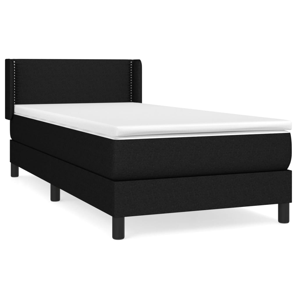 Krevet s oprugama i madracem crni 90x200 cm od tkanine