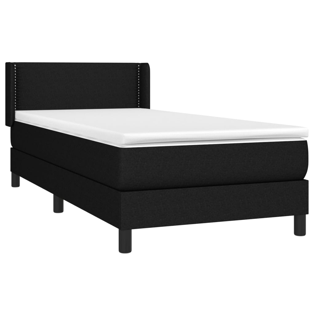 Krevet s oprugama i madracem crni 90x200 cm od tkanine