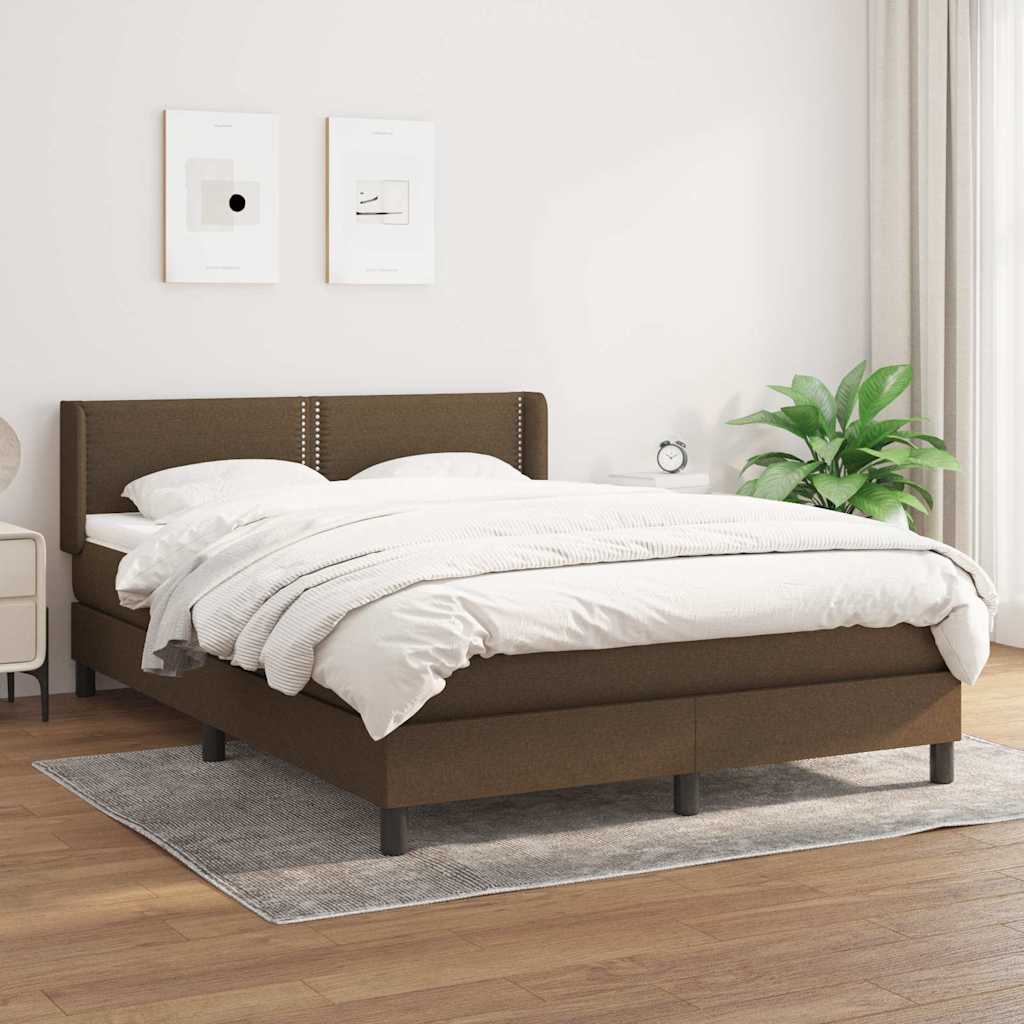 Krevet s oprugama i madracem tamnosmeđi 140 x 190 cm od tkanine
