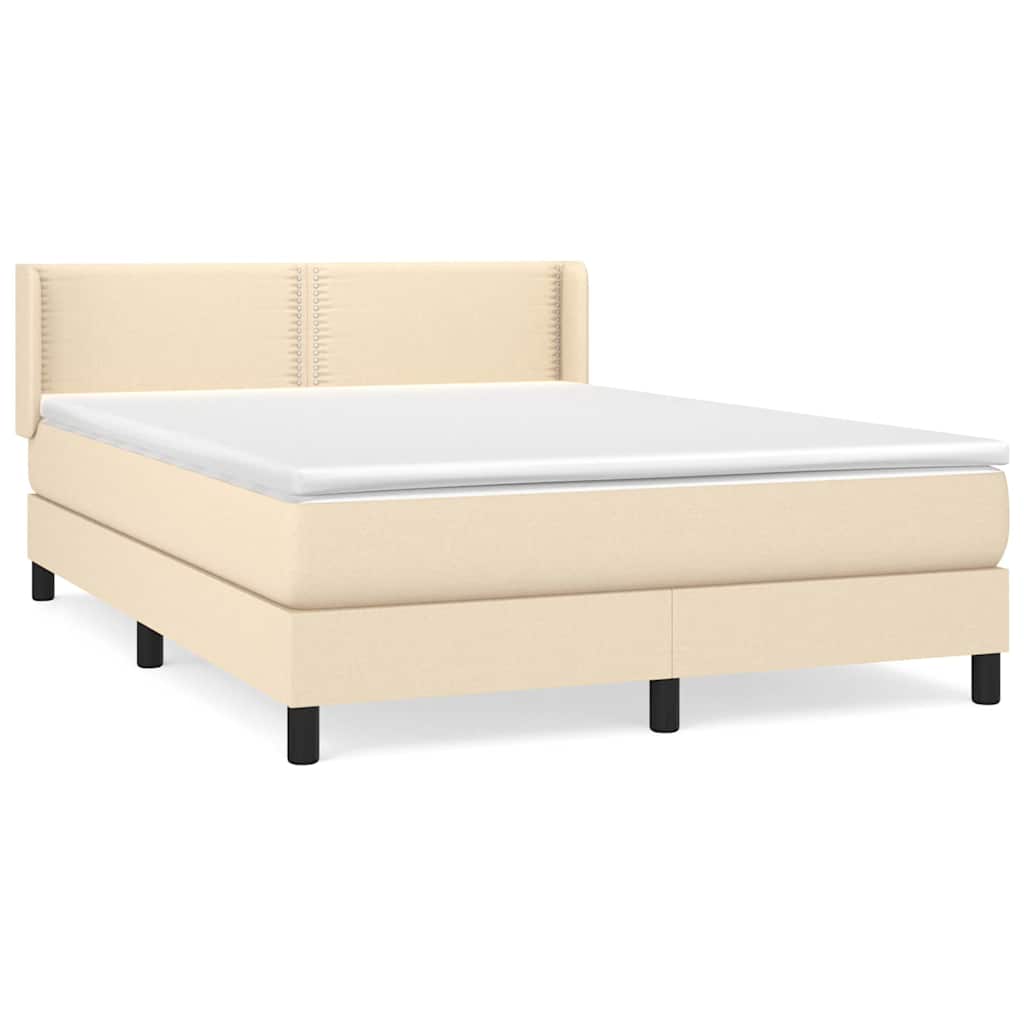 Krevet s oprugama i madracem krem 140 x 190 cm od tkanine
