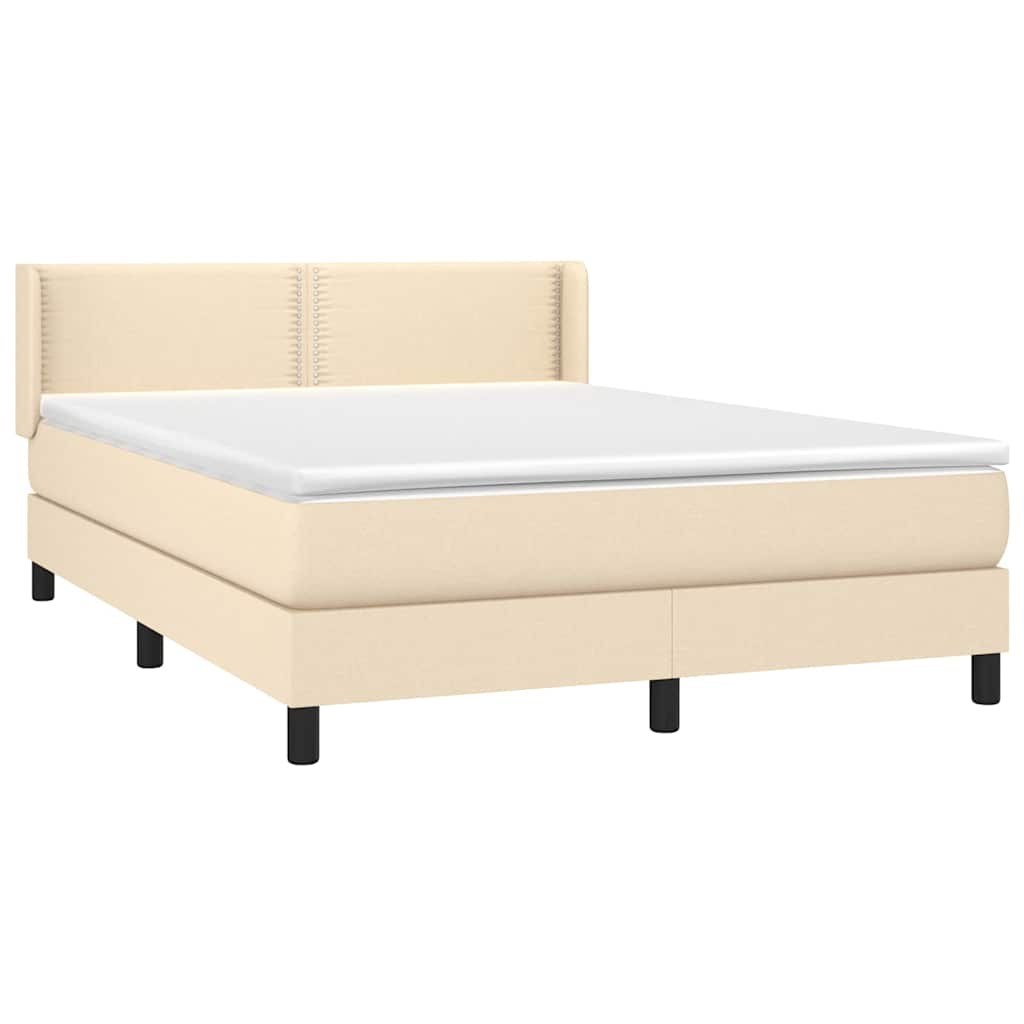 Krevet s oprugama i madracem krem 140 x 190 cm od tkanine