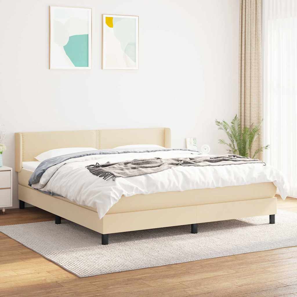 Krevet s oprugama i madracem krem 180x200 cm od tkanine