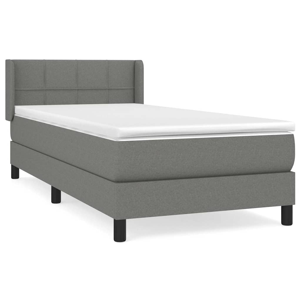 Krevet s oprugama i madracem tamnosivi 90x200 cm od tkanine