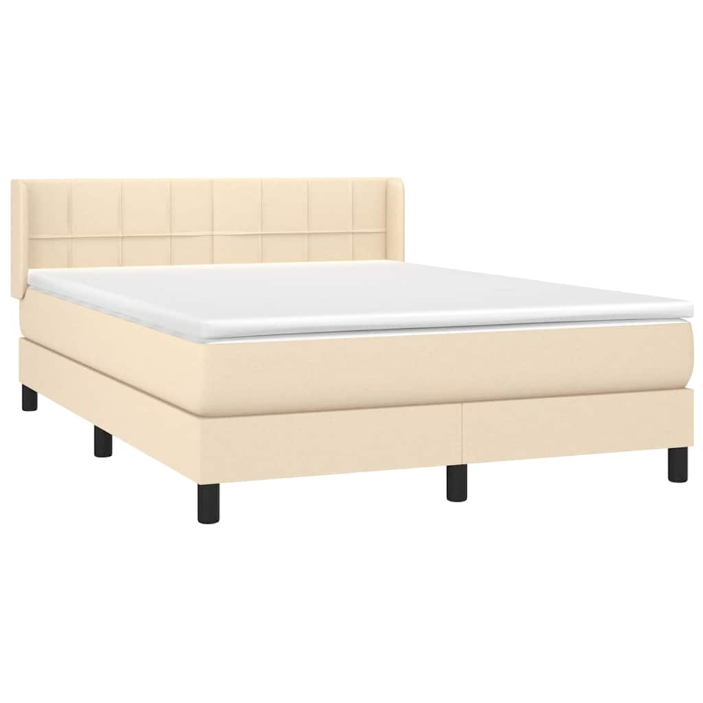 Krevet s oprugama i madracem krem 140x200 cm od tkanine
