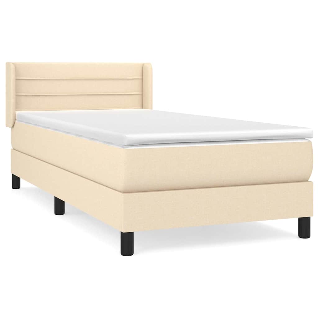 Krevet s oprugama i madracem krem 90 x 190 cm od tkanine
