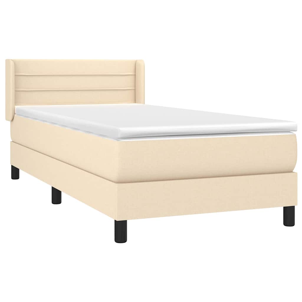 Krevet s oprugama i madracem krem 90 x 190 cm od tkanine