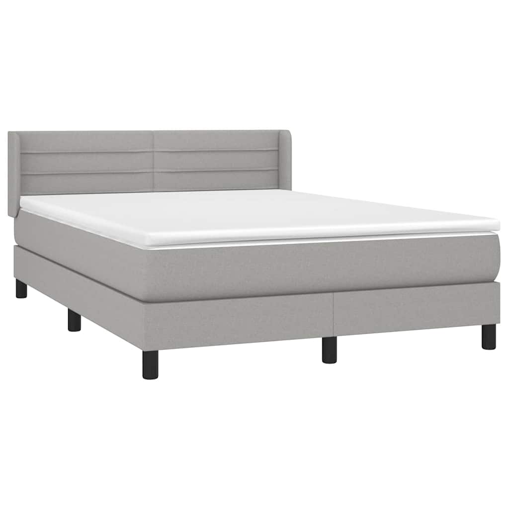Krevet s oprugama i madracem svjetlosivi 140x190 cm od tkanine