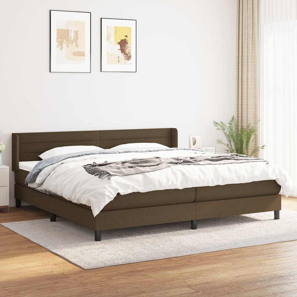 Krevet s oprugama i madracem tamnosmeđi 200x200 cm od tkanine