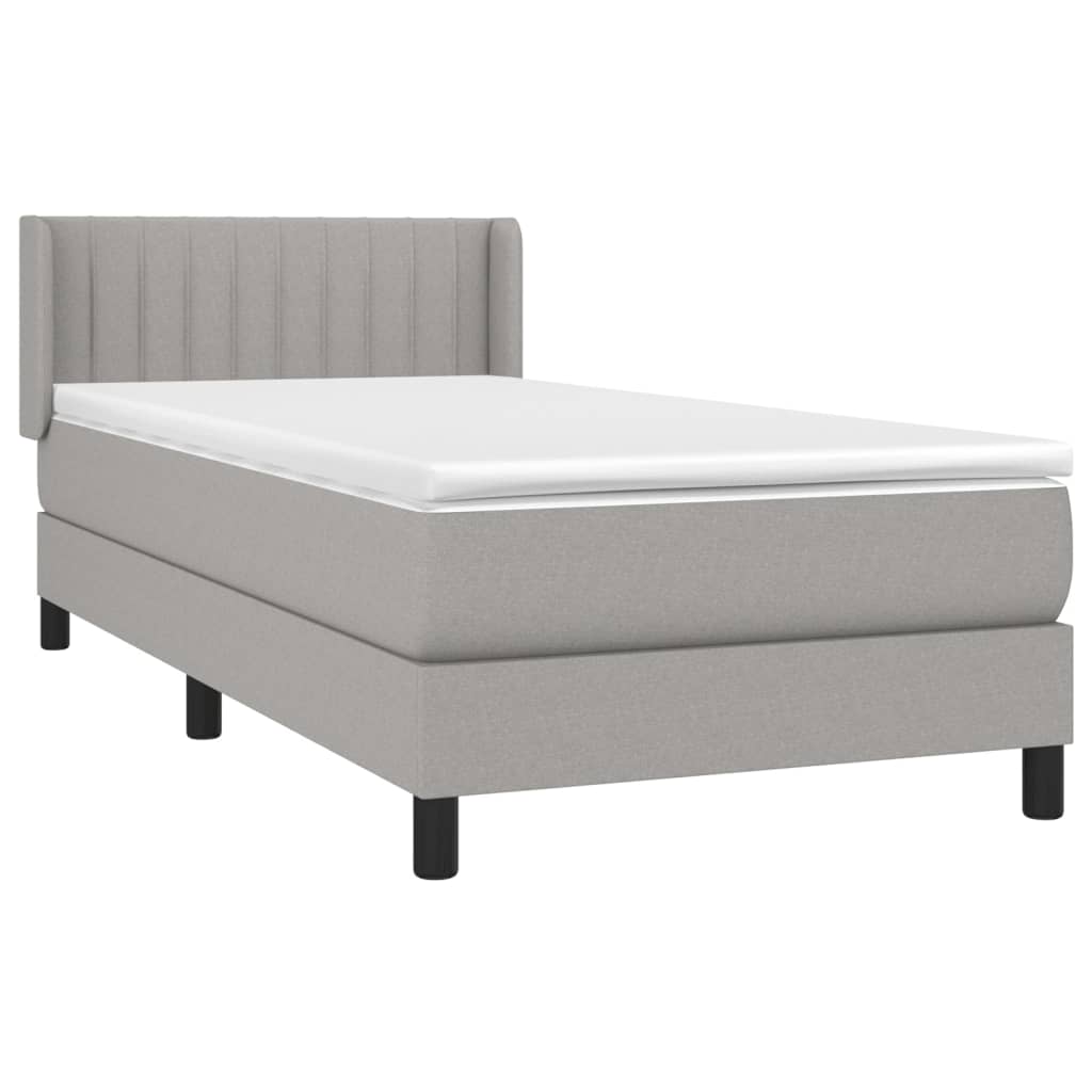 Krevet s oprugama i madracem svjetlosivi 100x200 cm od tkanine