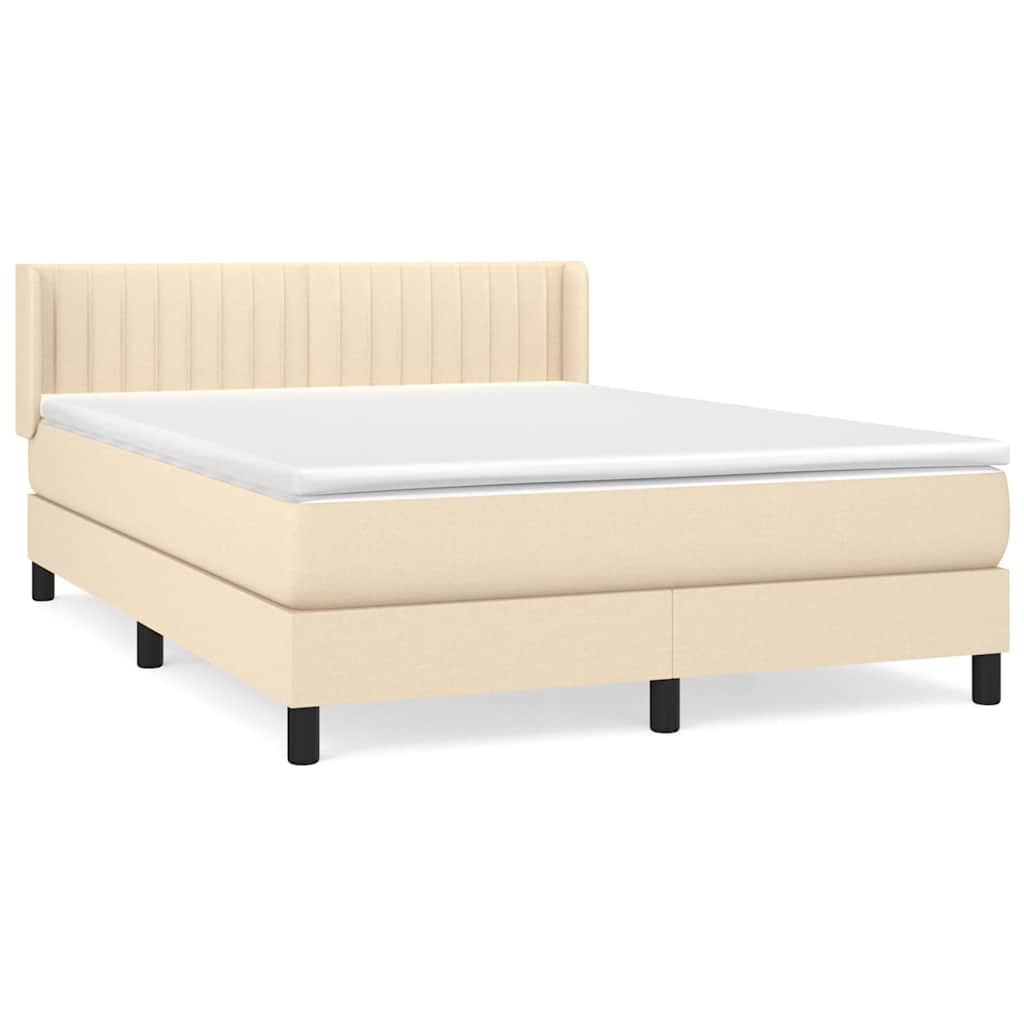 Krevet s oprugama i madracem krem 140 x 190 cm od tkanine