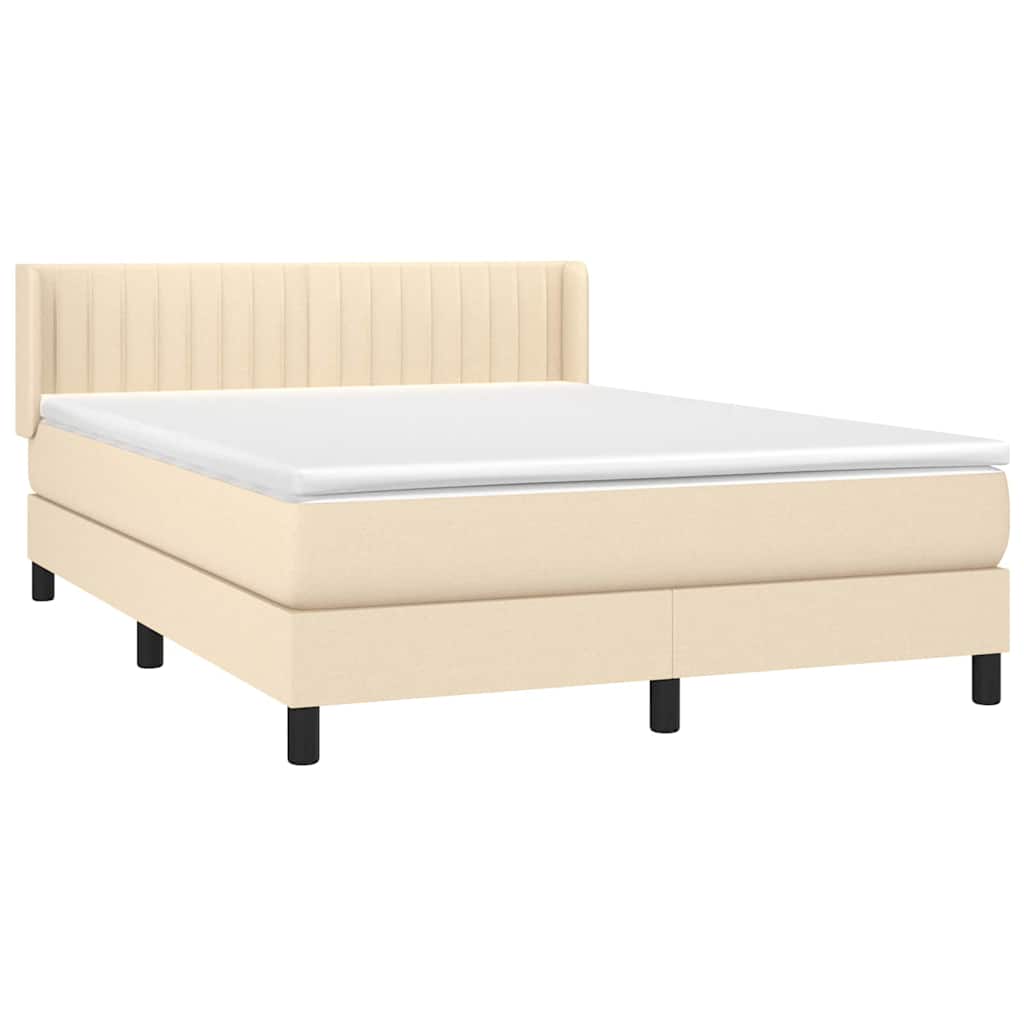Krevet s oprugama i madracem krem 140 x 190 cm od tkanine