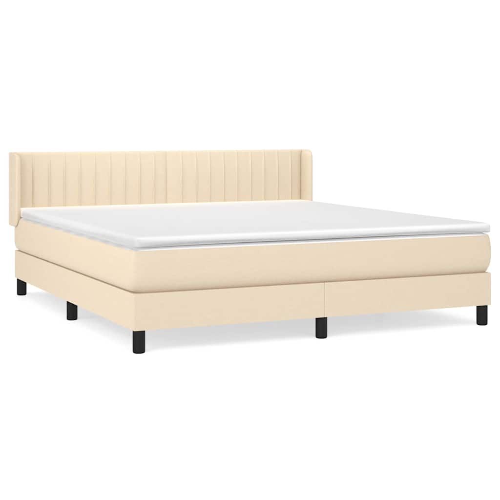 Krevet s oprugama i madracem krem 180x200 cm od tkanine