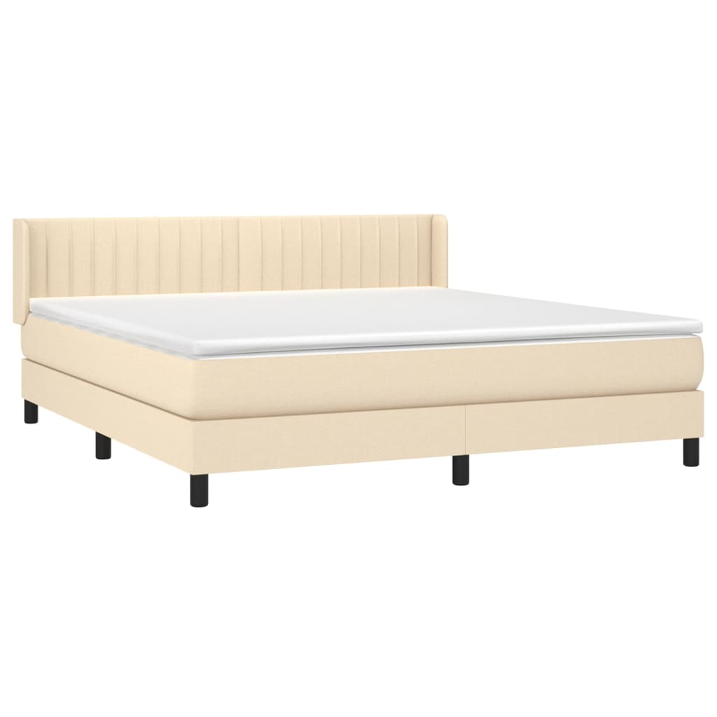 Krevet s oprugama i madracem krem 180x200 cm od tkanine