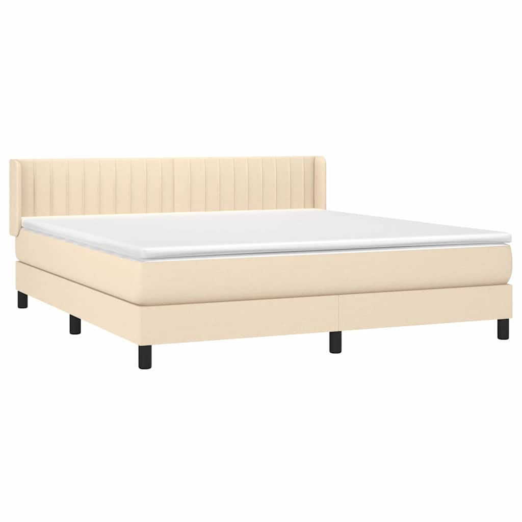 Krevet s oprugama i madracem krem 180x200 cm od tkanine