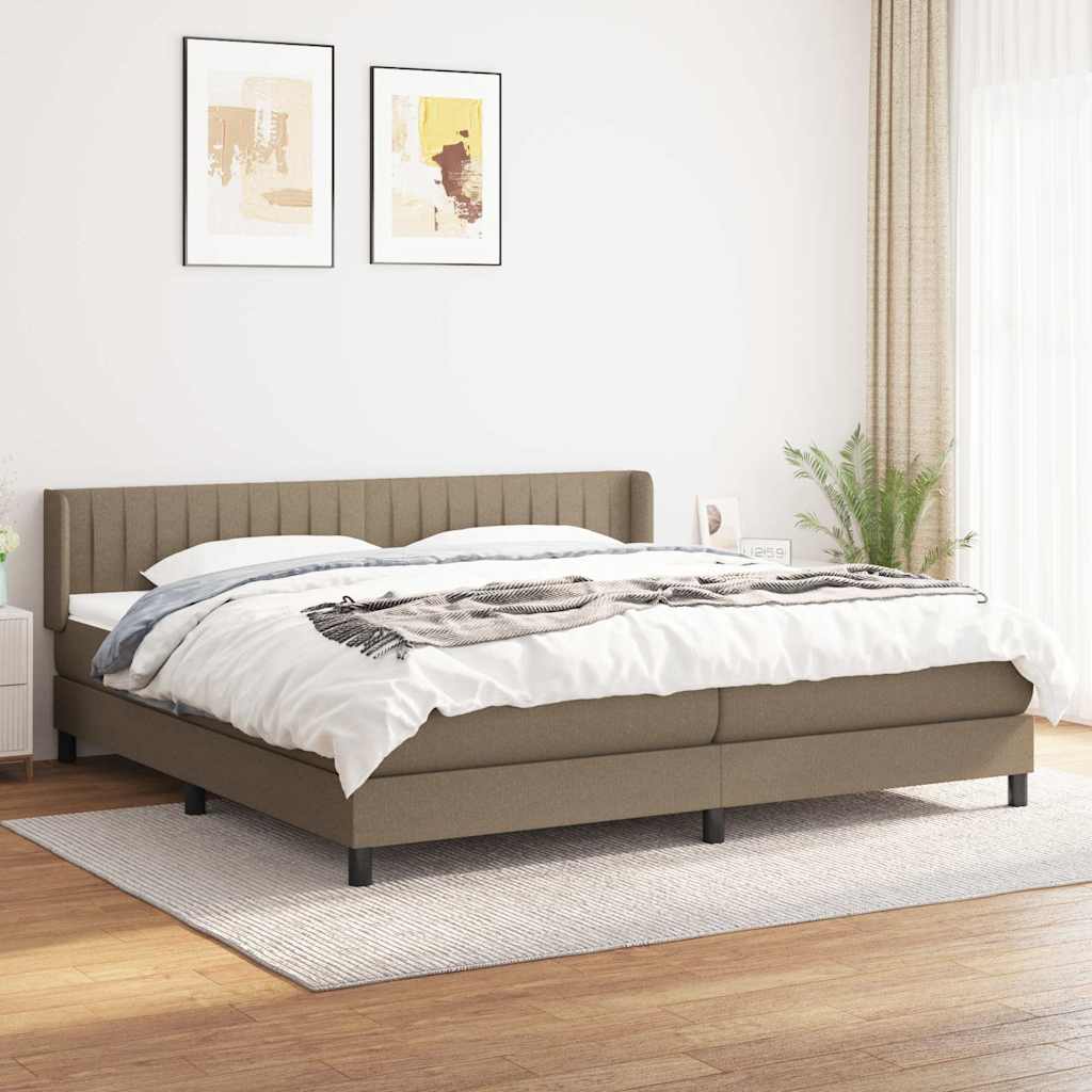 Krevet s oprugama i madracem smeđesivi 200x200 cm od tkanine