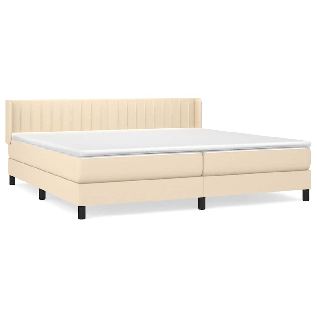 Krevet s oprugama i madracem krem 200 x 200 cm od tkanine