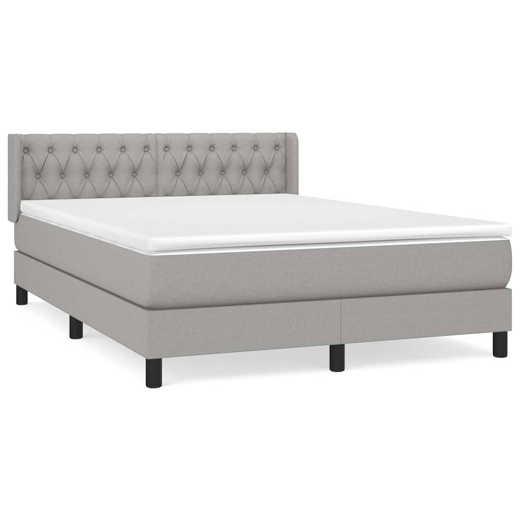 Krevet s oprugama i madracem svjetlosivi 140x190 cm od tkanine