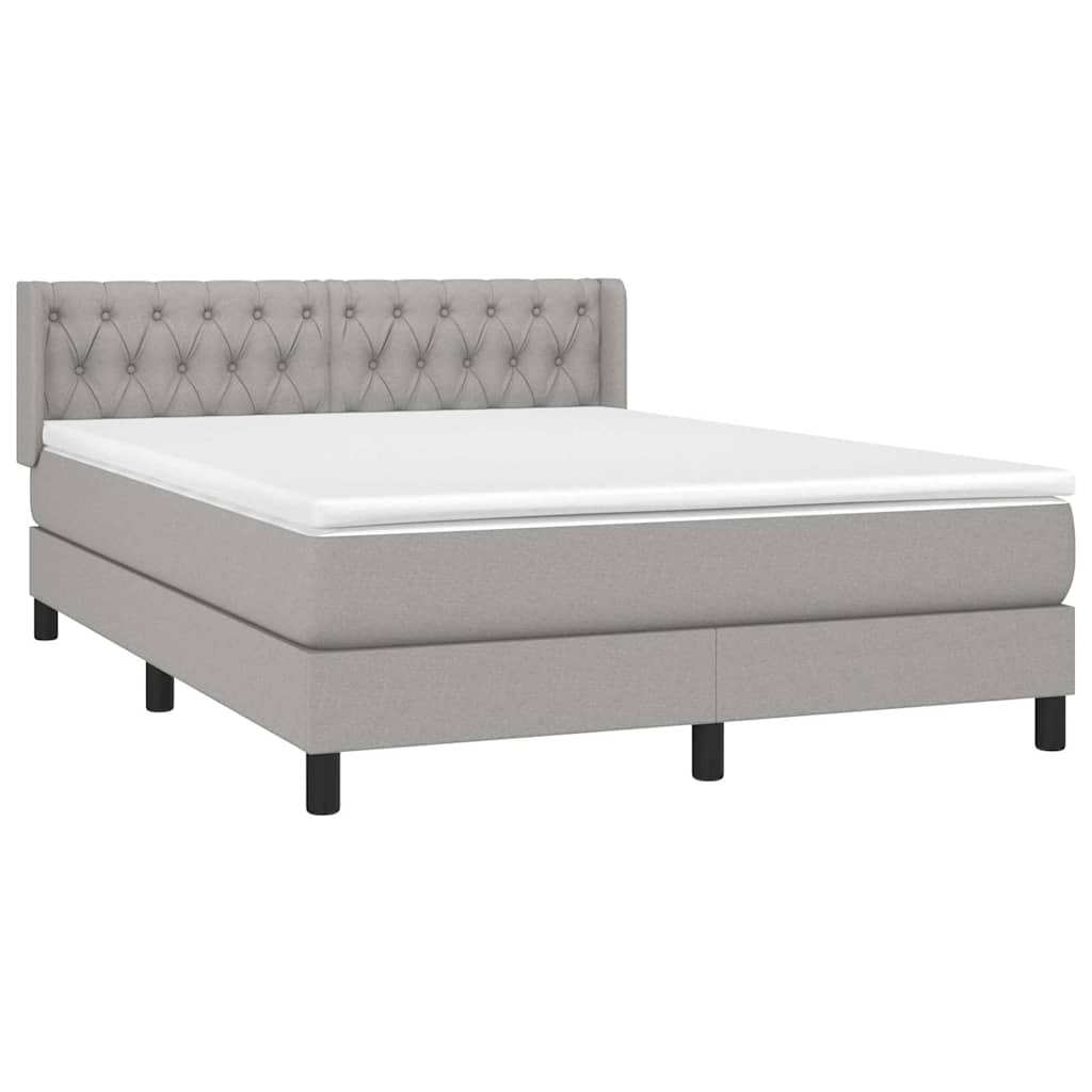Krevet s oprugama i madracem svjetlosivi 140x190 cm od tkanine
