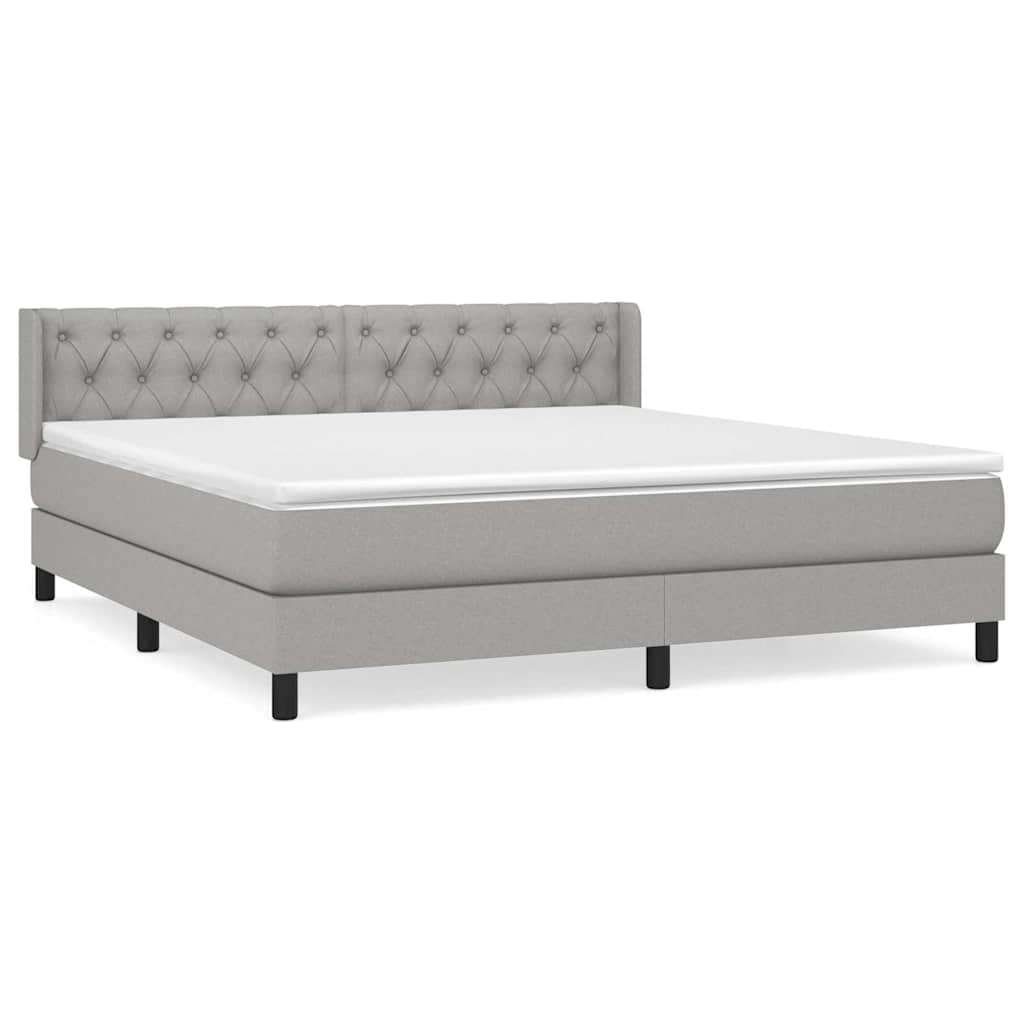 Krevet box spring s madracem svjetlosiva 160x200 cm tkanina