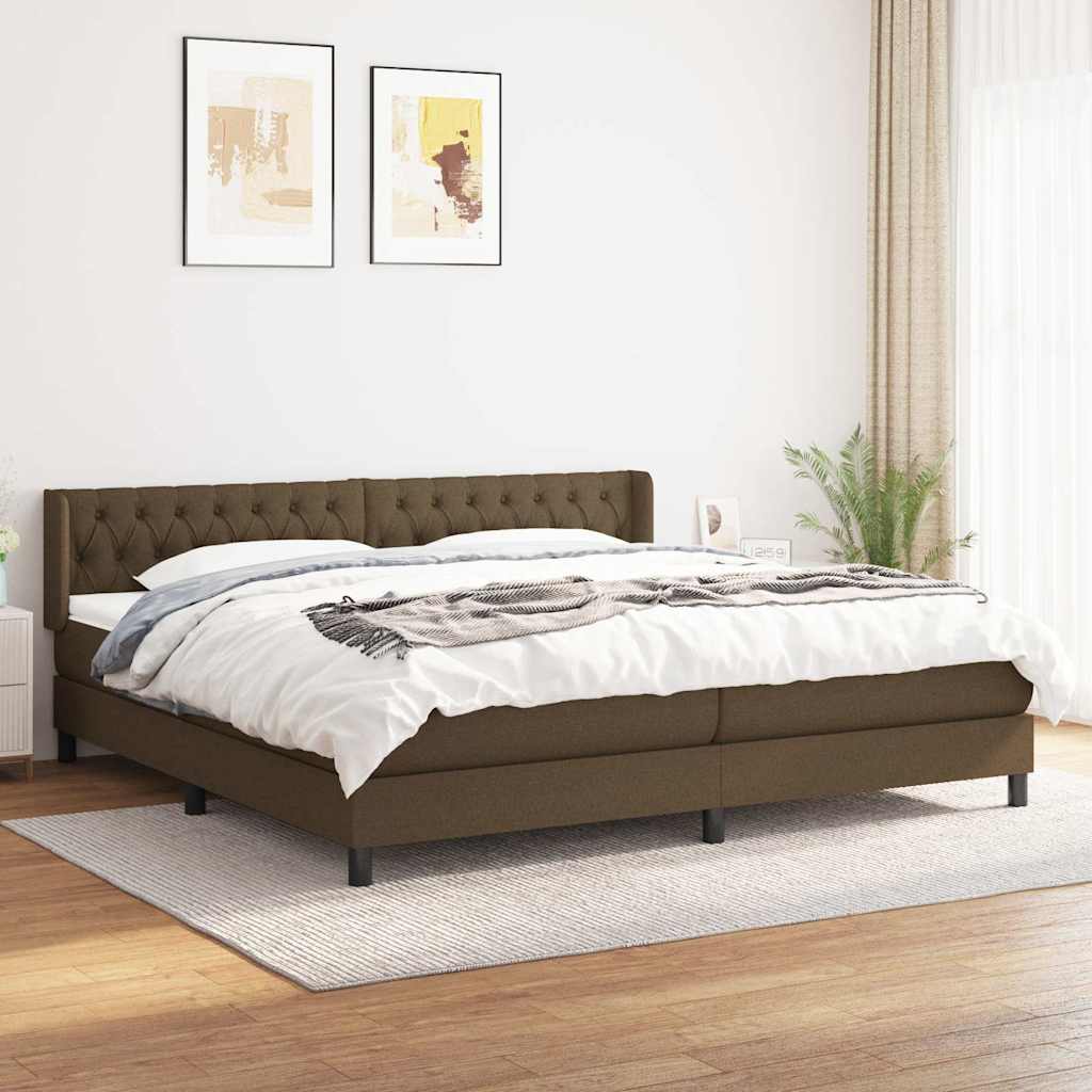 Krevet s oprugama i madracem tamnosmeđi 200x200 cm od tkanine