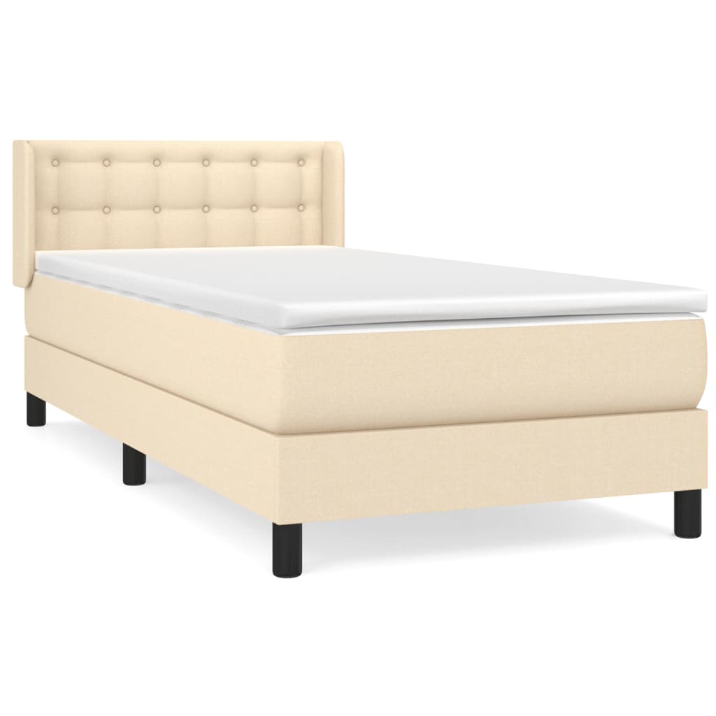 Krevet s oprugama i madracem krem 90 x 190 cm od tkanine