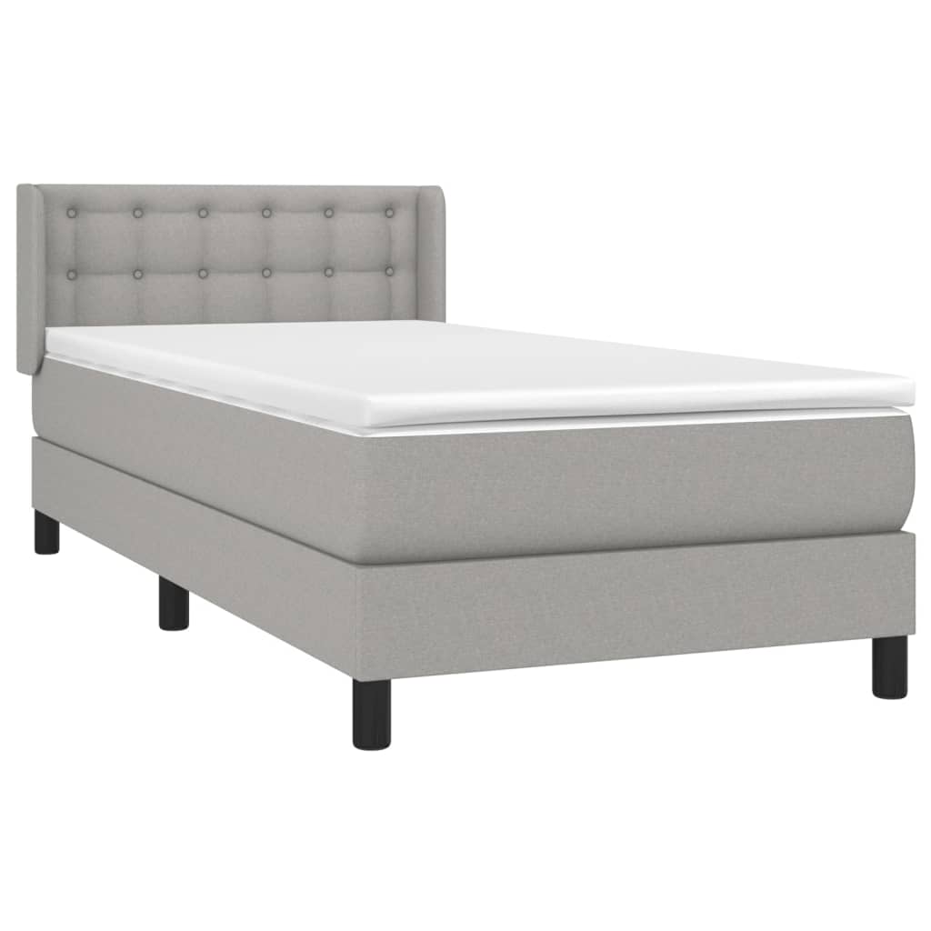 Okvir kreveta s oprugama i madrac svjetlosivi 90x200cm tkanina