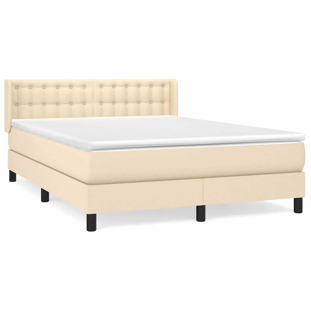 Krevet s oprugama i madracem krem 140 x 190 cm od tkanine