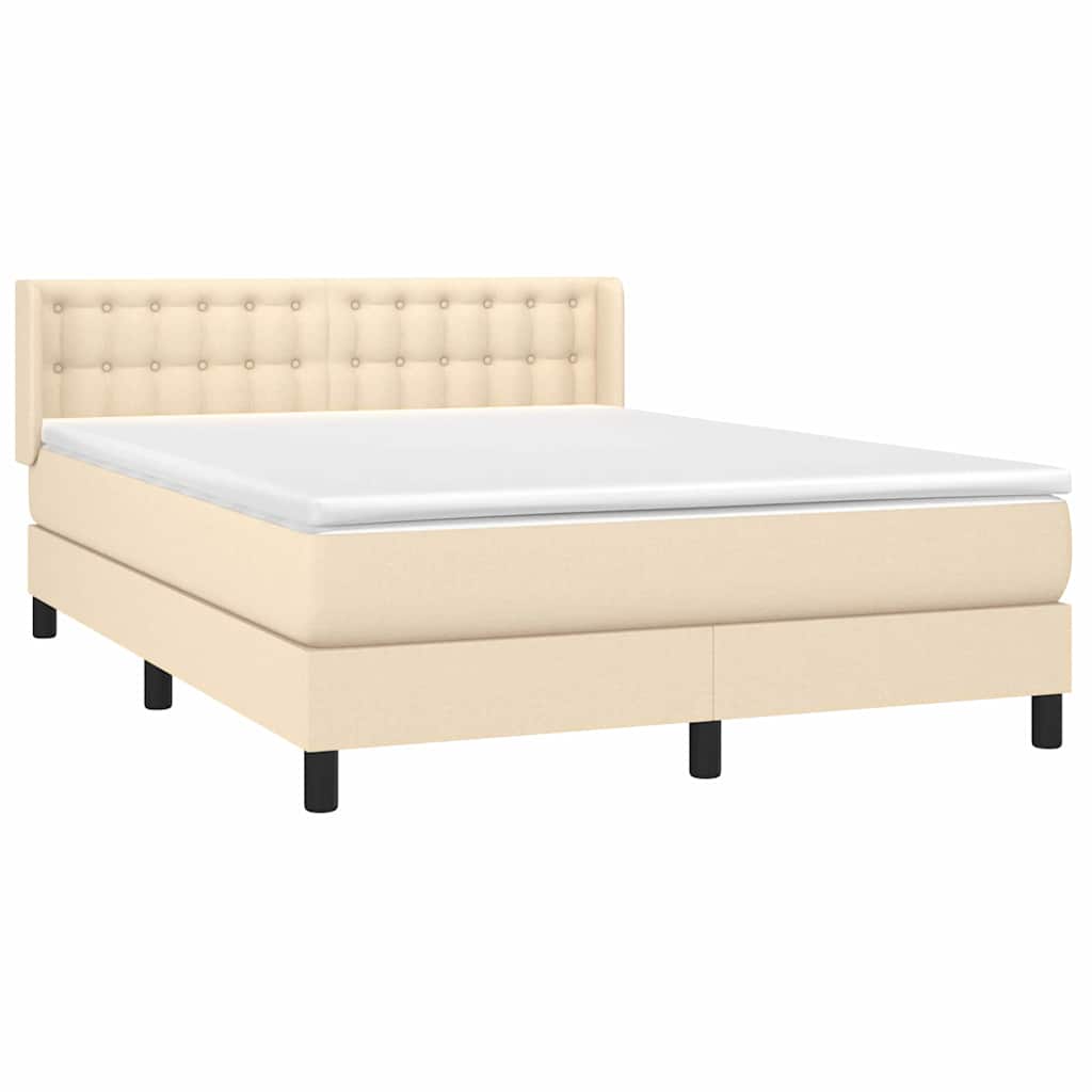 Krevet s oprugama i madracem krem 140 x 190 cm od tkanine