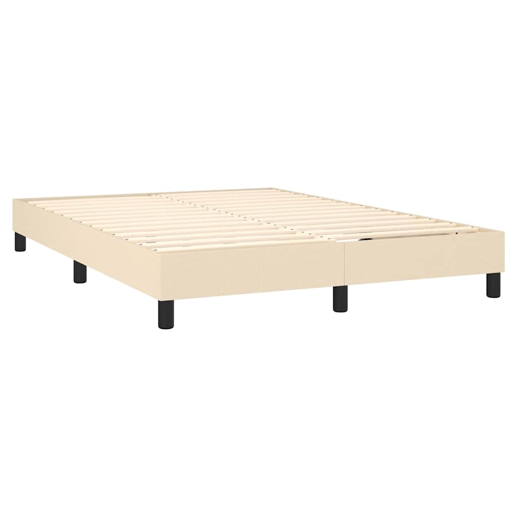 Krevet s oprugama i madracem krem 140 x 190 cm od tkanine