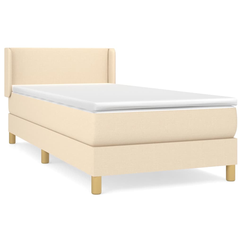 Okvir kreveta s oprugama i madrac krem 80x200 cm od tkanine