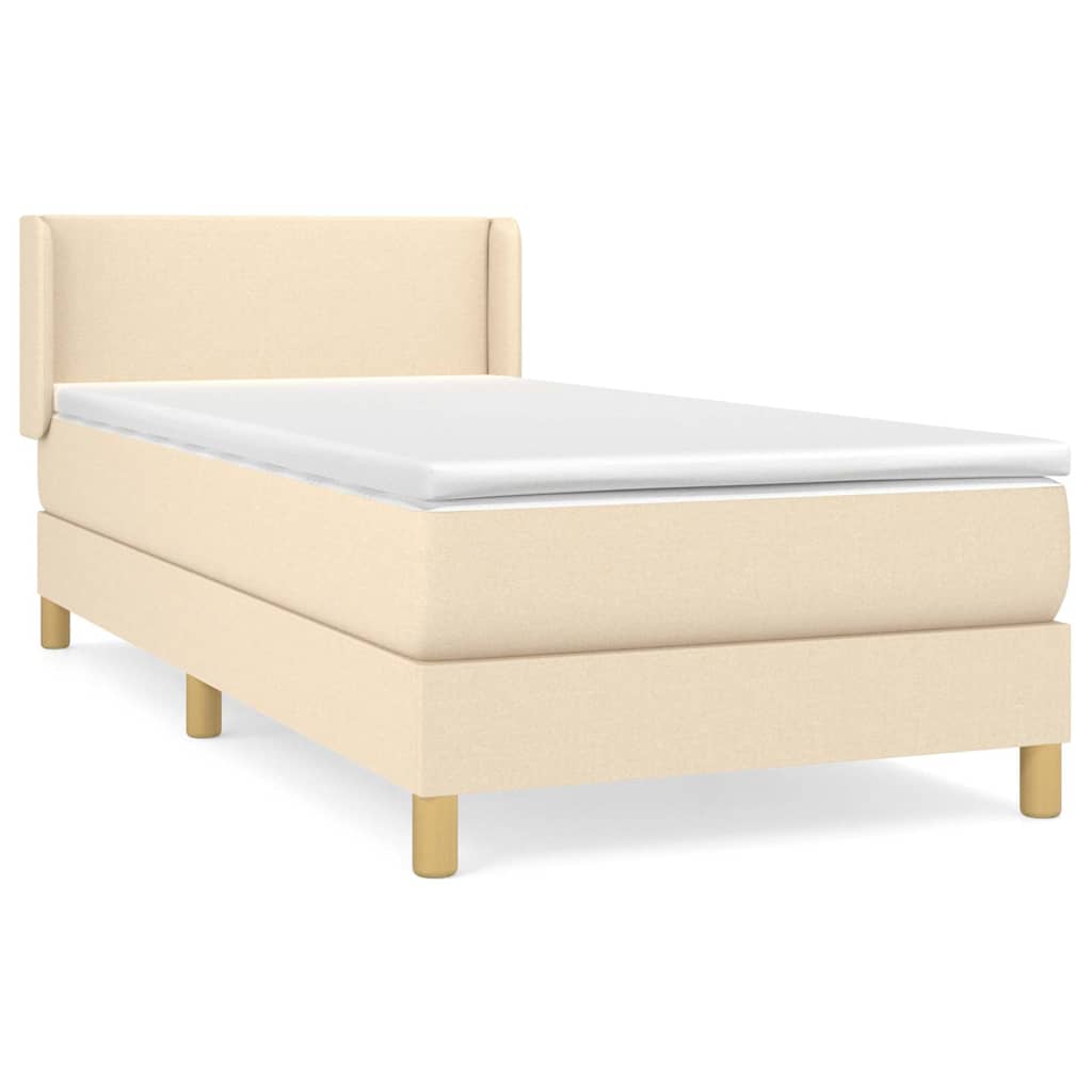 Krevet s oprugama i madracem krem 90 x 190 cm od tkanine