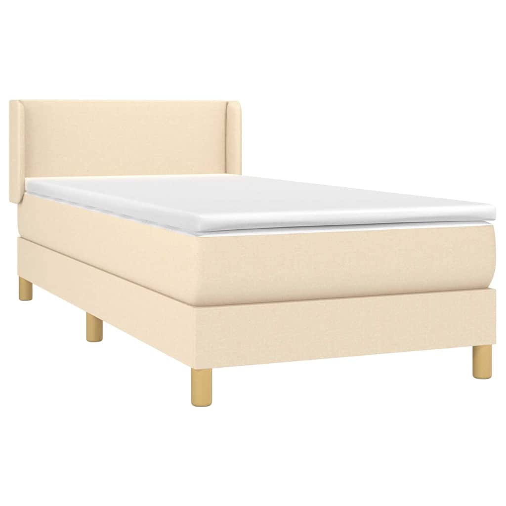 Krevet s oprugama i madracem krem 90 x 190 cm od tkanine