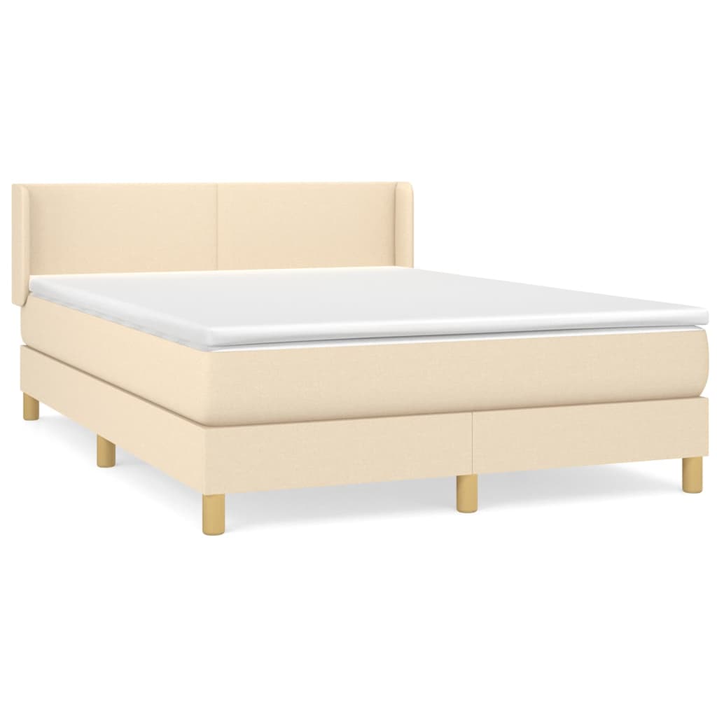 Krevet s oprugama i madracem krem 140 x 190 cm od tkanine