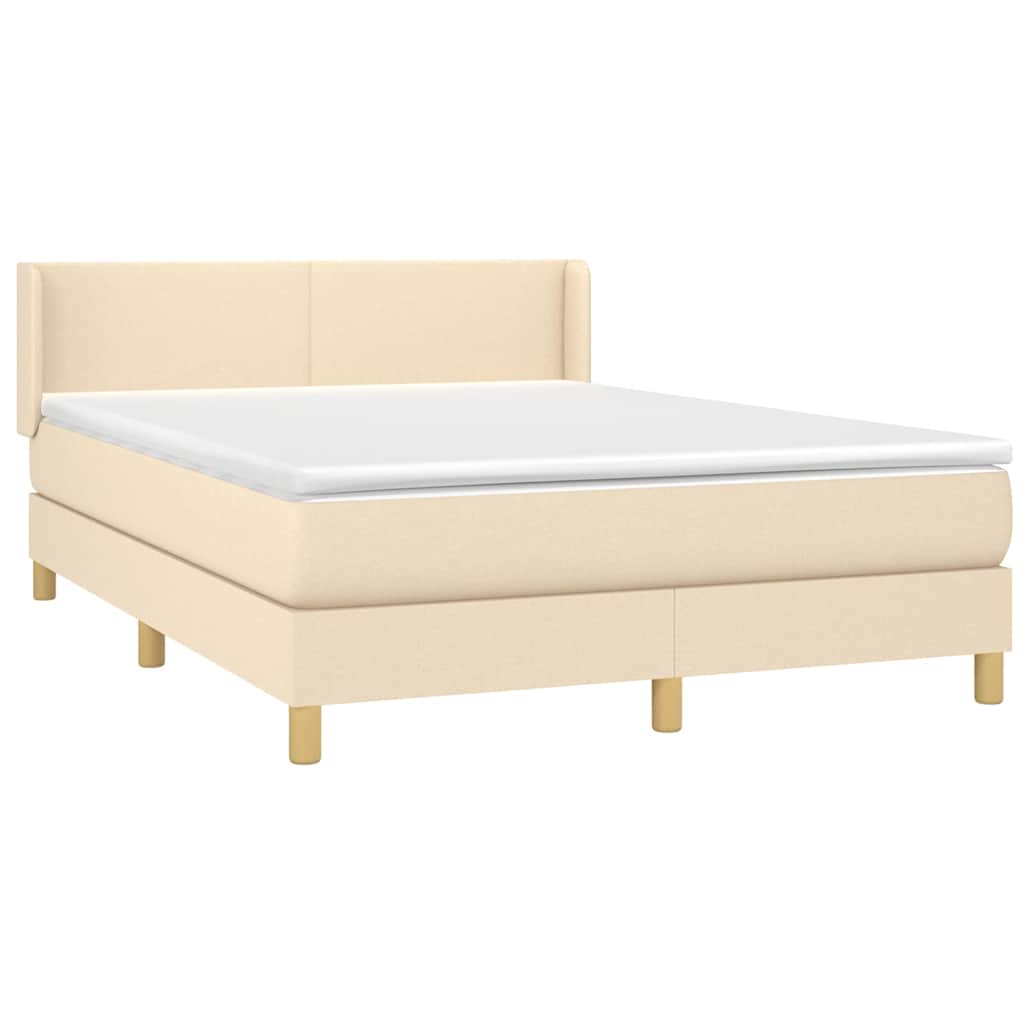 Krevet s oprugama i madracem krem 140 x 190 cm od tkanine