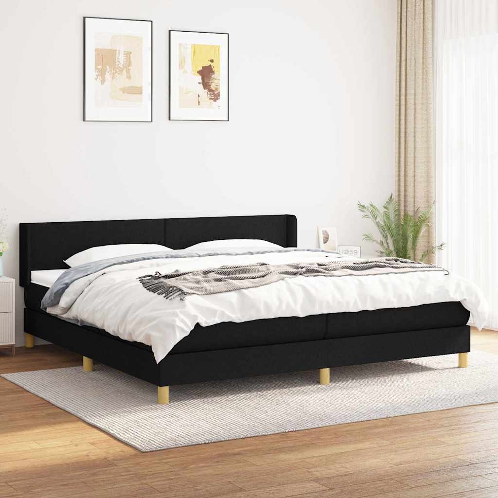 Krevet s oprugama i madracem crni 200x200 cm od tkanine