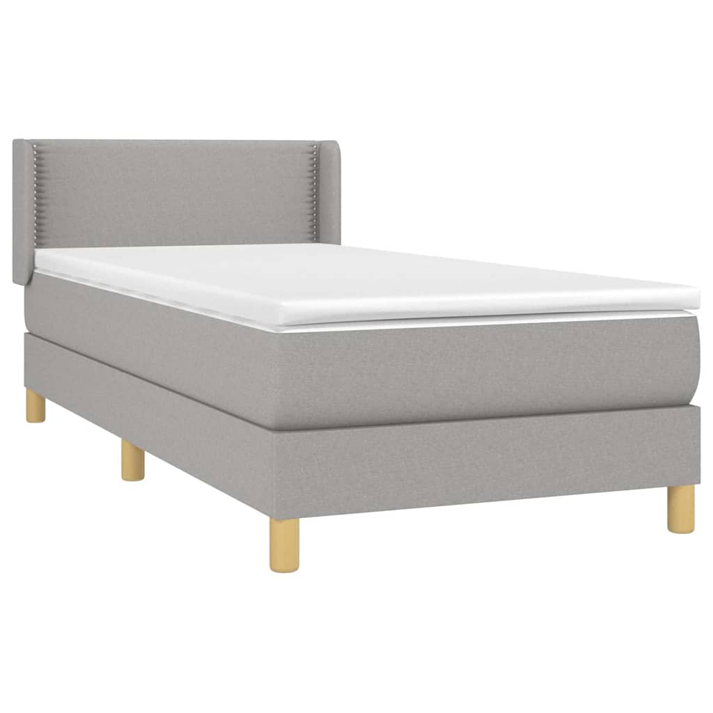 Box spring krevet s madracem svjetlosivi 90x190 cm od tkanine