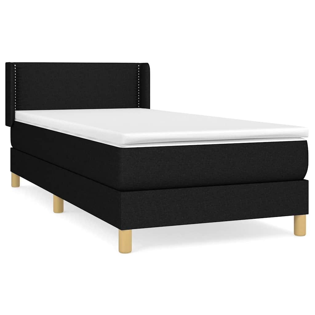 Krevet s oprugama i madracem crni 90x200 cm od tkanine