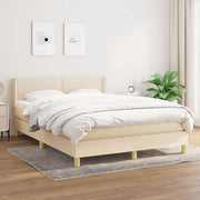 Krevet s oprugama i madracem krem 140x200 cm od tkanine