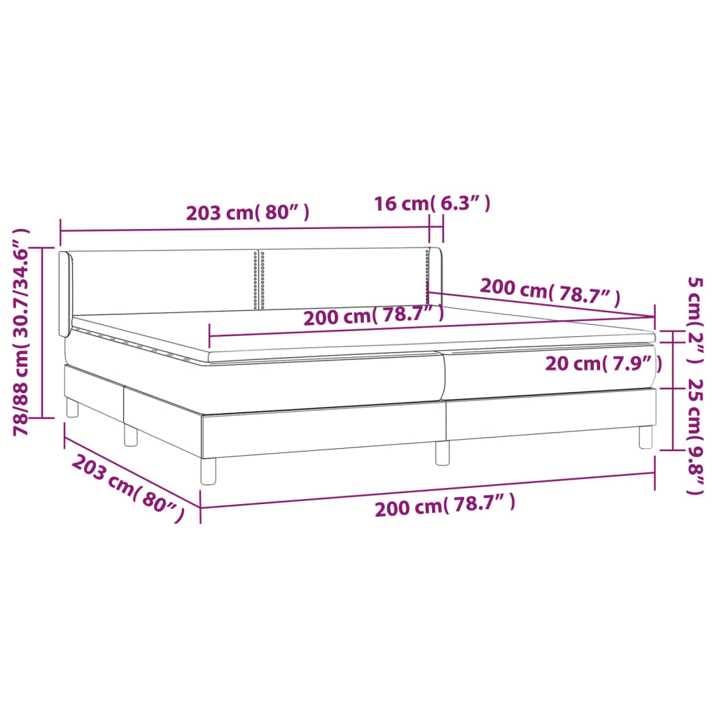 Krevet s oprugama i madracem crni 200x200 cm od tkanine