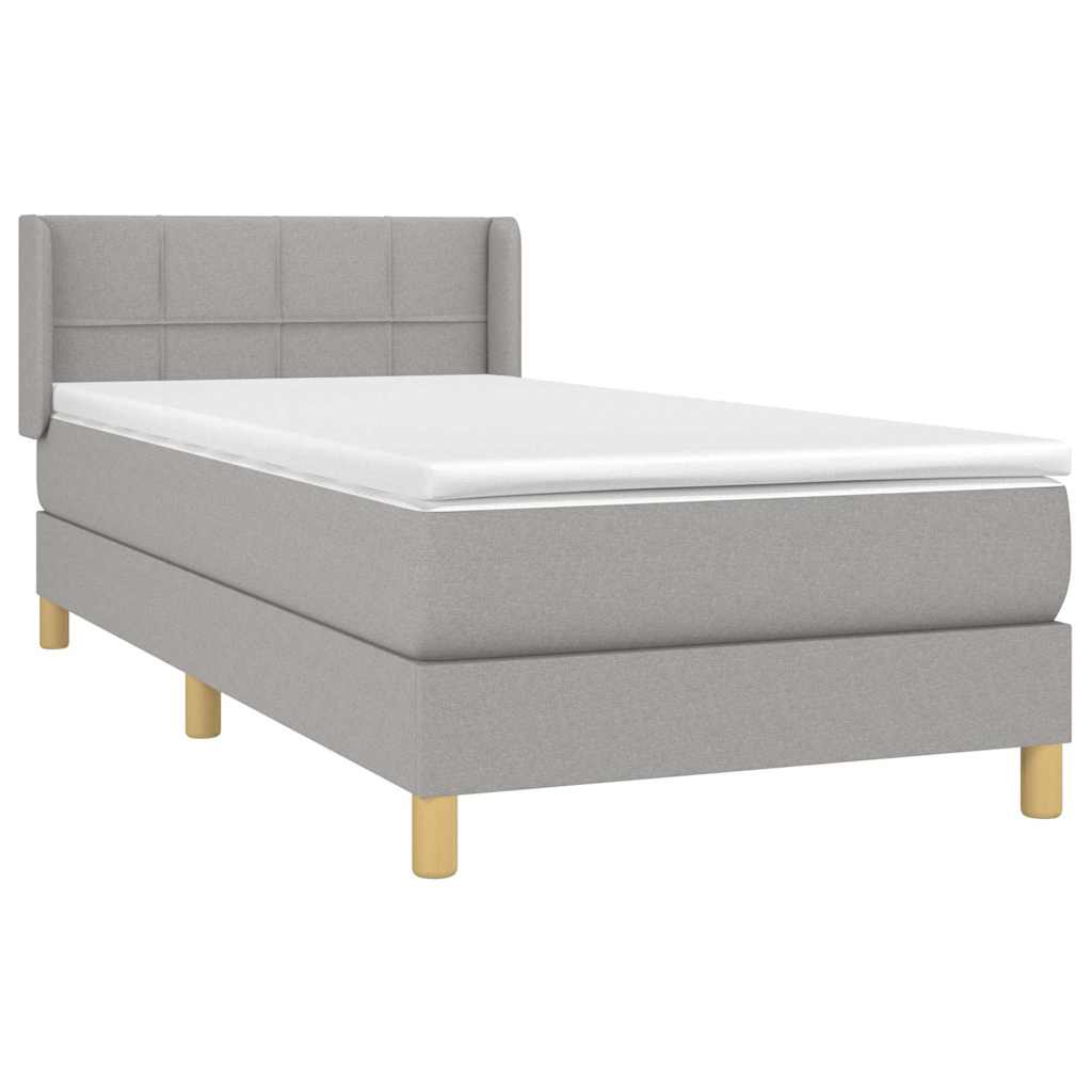Box spring krevet s madracem svjetlosivi 90x190 cm od tkanine