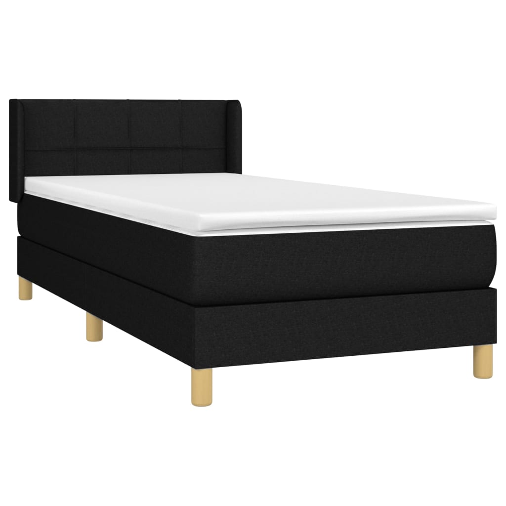Box spring krevet s madracem crni 90x190 cm od tkanine