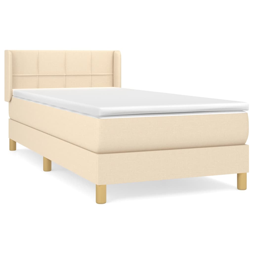 Krevet s oprugama i madracem krem 100 x 200 cm od tkanine
