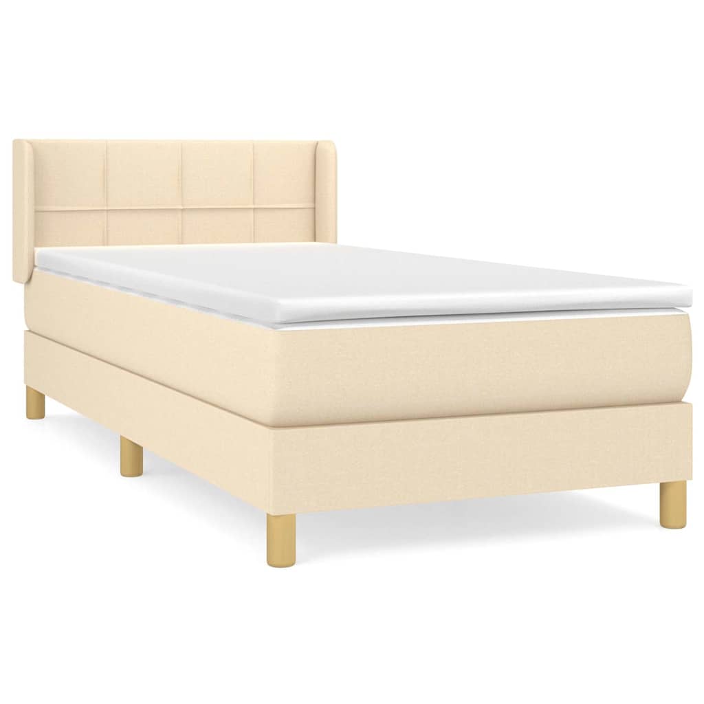 Krevet s oprugama i madracem krem 100 x 200 cm od tkanine