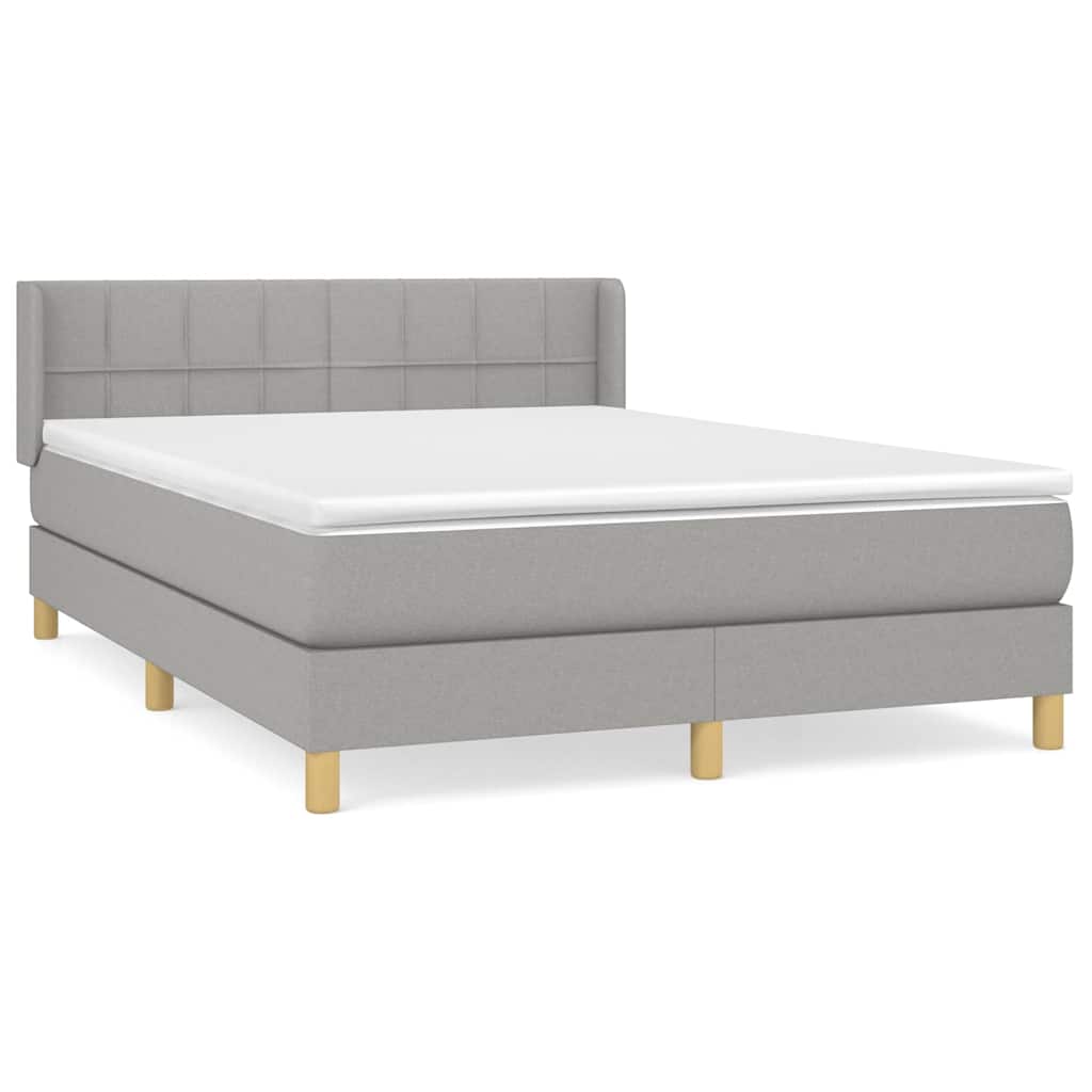 Krevet s oprugama i madracem svjetlosivi 140x190 cm od tkanine