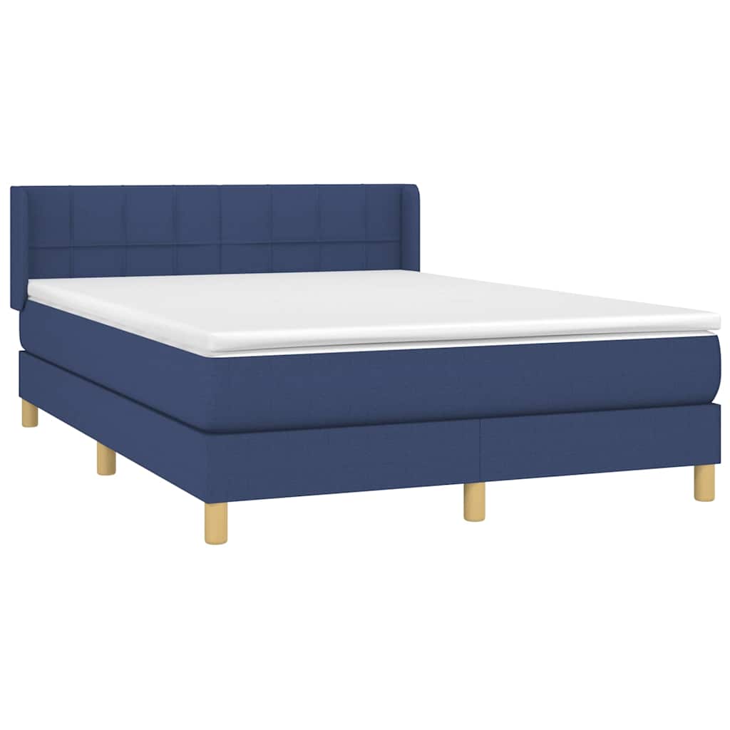 Krevet s oprugama i madracem plavi 140 x 190 cm od tkanine